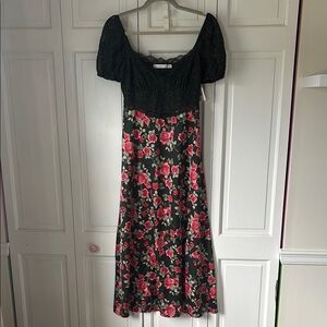 Floral Green and Pink Lace Dress